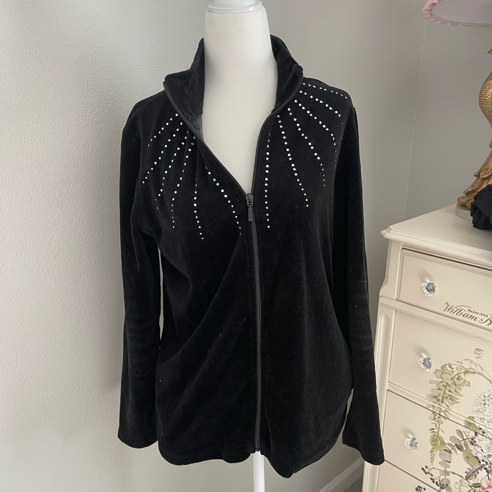 3/$20 Jeweled Black Velour Jacket